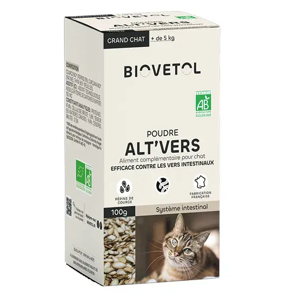 Biovetol - Alimentaire Bien-Être - Poudre Alt'vers Grand Chat Bio >5kg - 100g