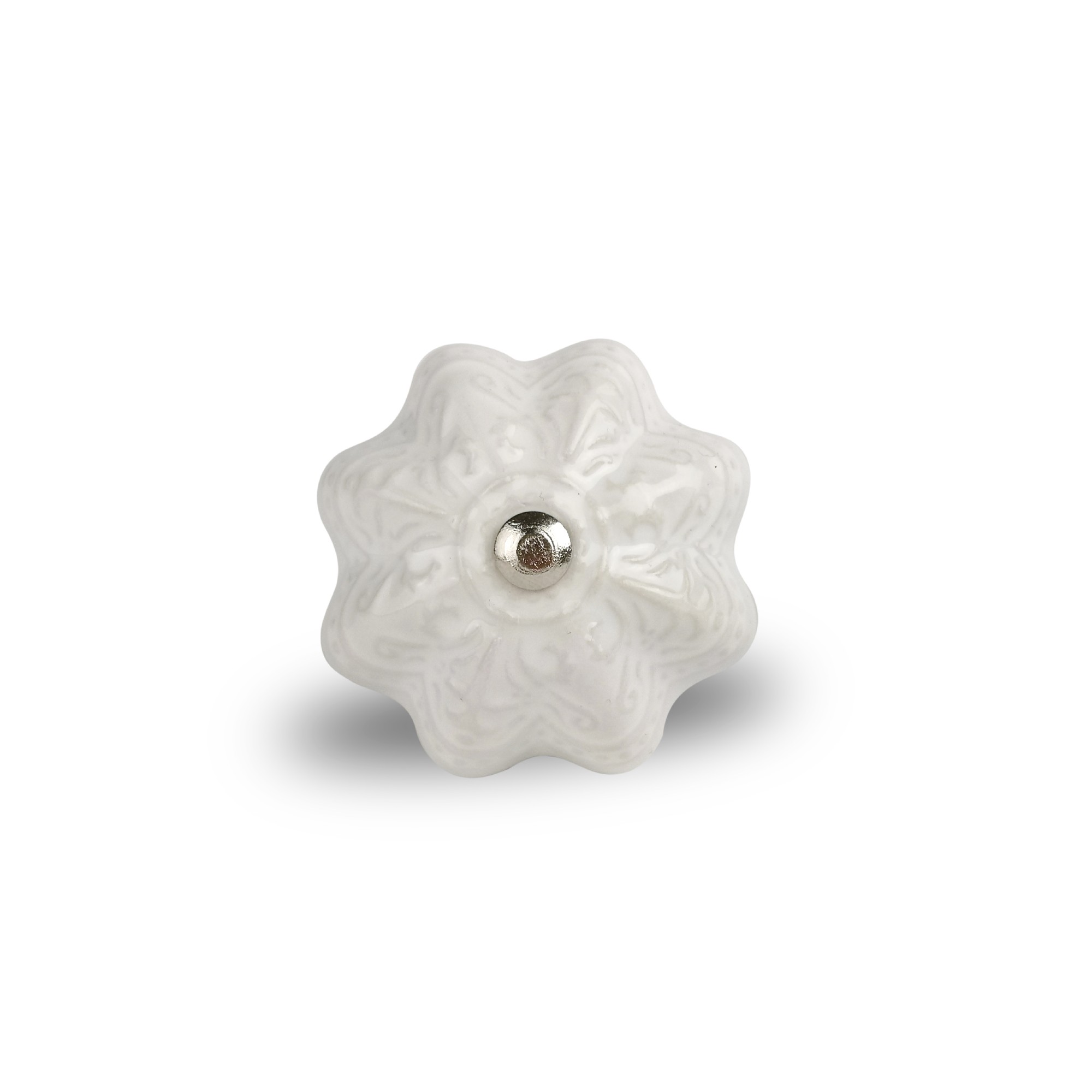 Keramik-Knauf 'Blume', weiß, Ø 4 cm, H 2,5 cm günstig bestellen
