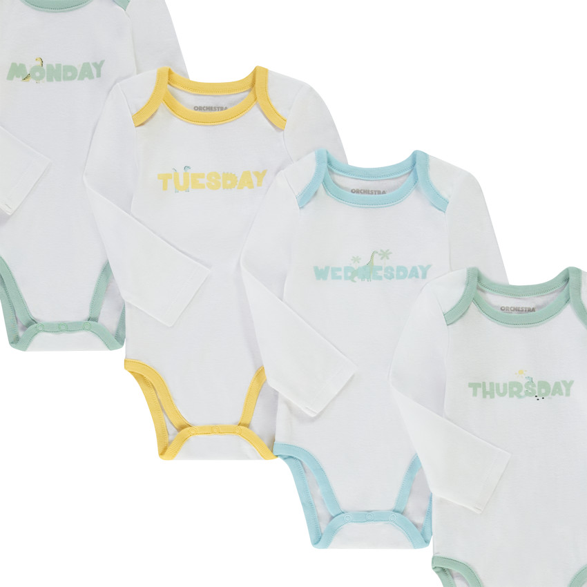 Lot de 7 bodies manches longues semainier pour bébé