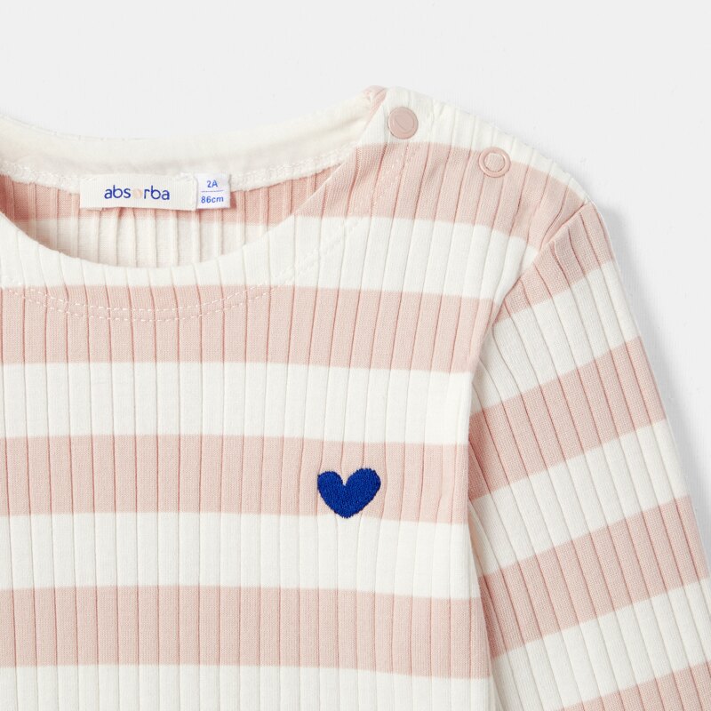 Marinière côtelée rayée rose bébé fille Absorba Rose
