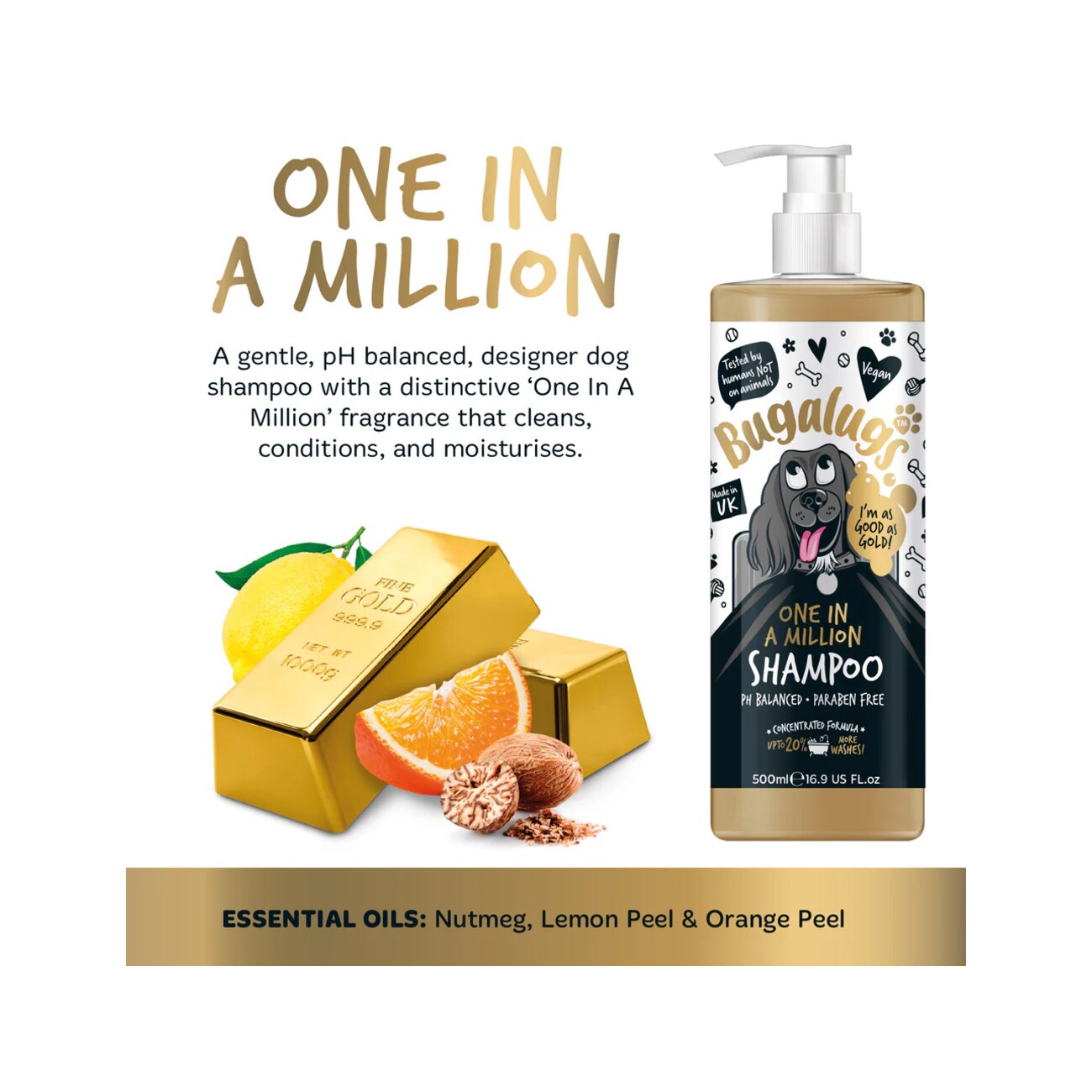 Bugalugs Hundeshampoo One In A Million 500 ml Fellpflege Delüx-Duft