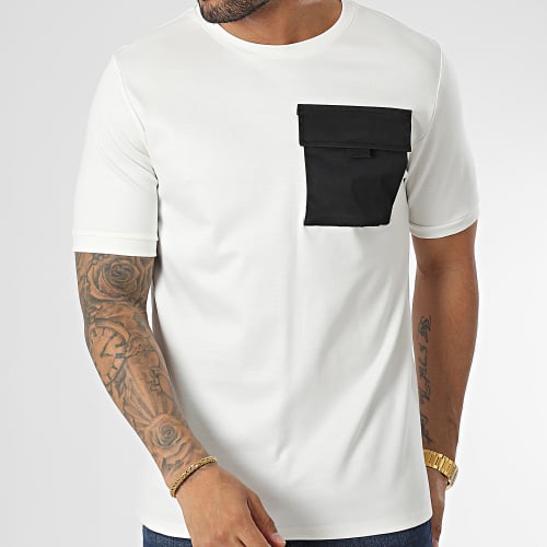 Tee Shirt Poche Blanc Noir