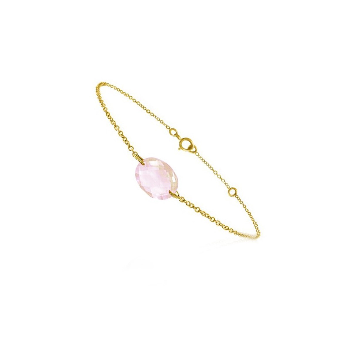 Bracelet chaine or jaune et quartz rose - BeJewels