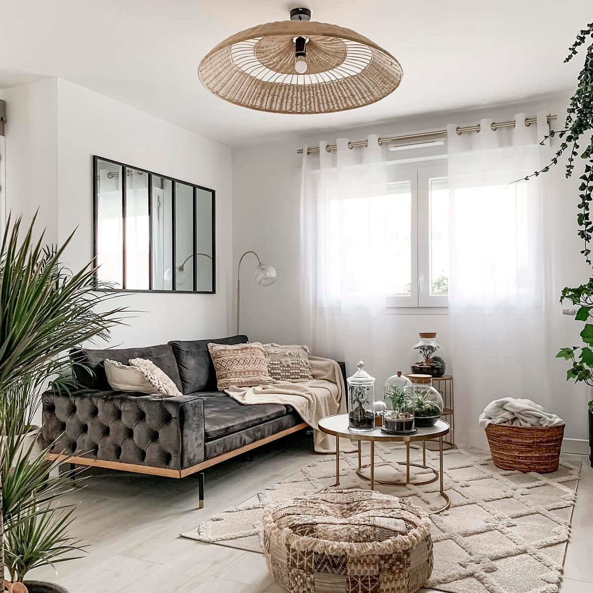 LA REDOUTE INTERIEURS<br>Luminária pendente em rattan Ø100 cm, Elora