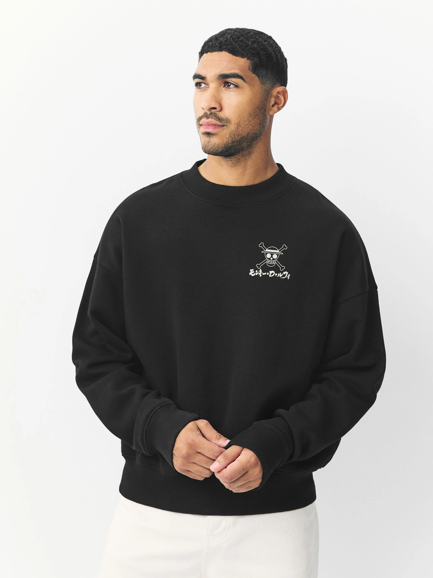 Zwart - One Piece Graphic Print Licence Crew Sweatshirt