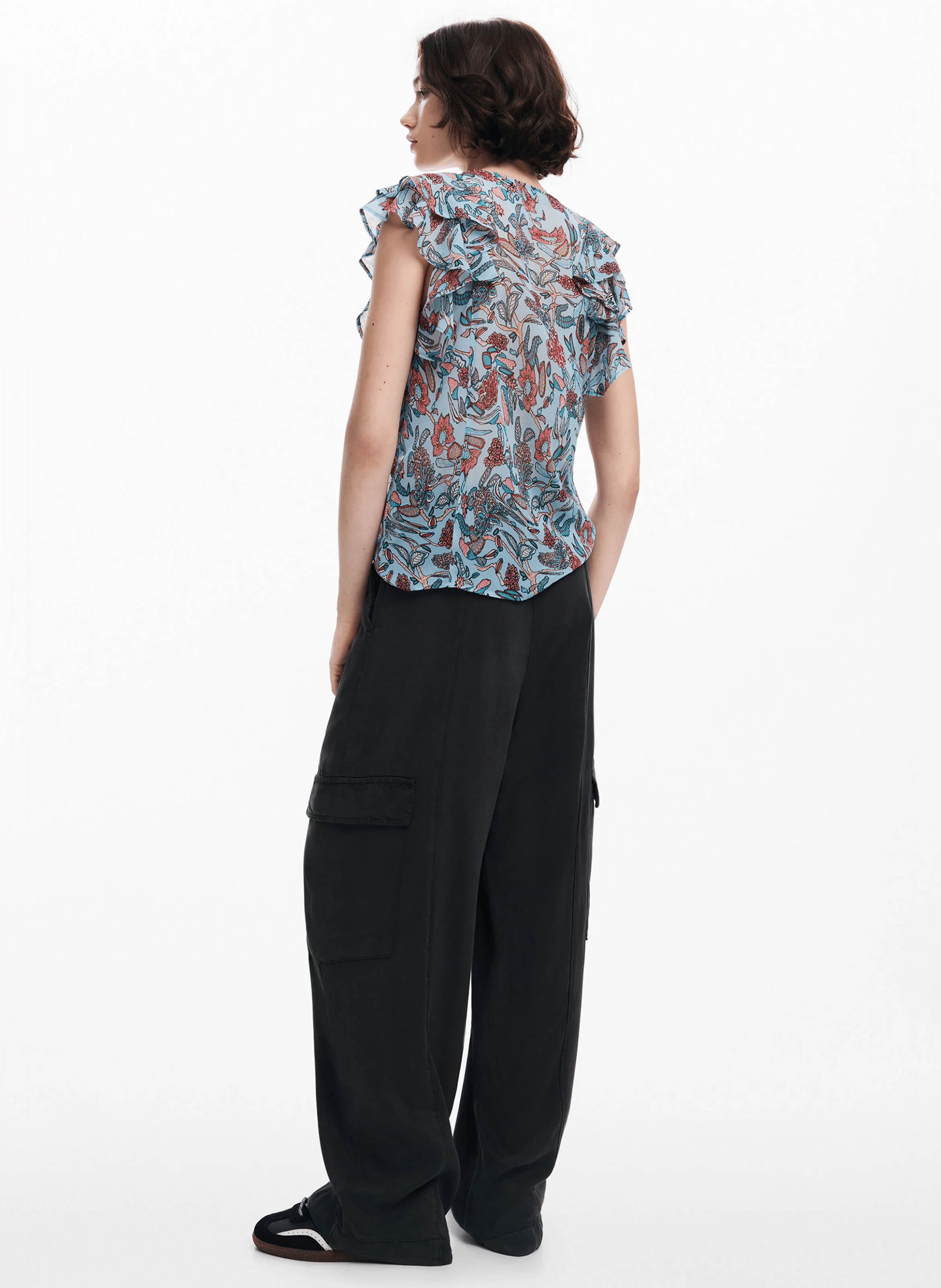 Blouse droite à imprimé floral | Bleu