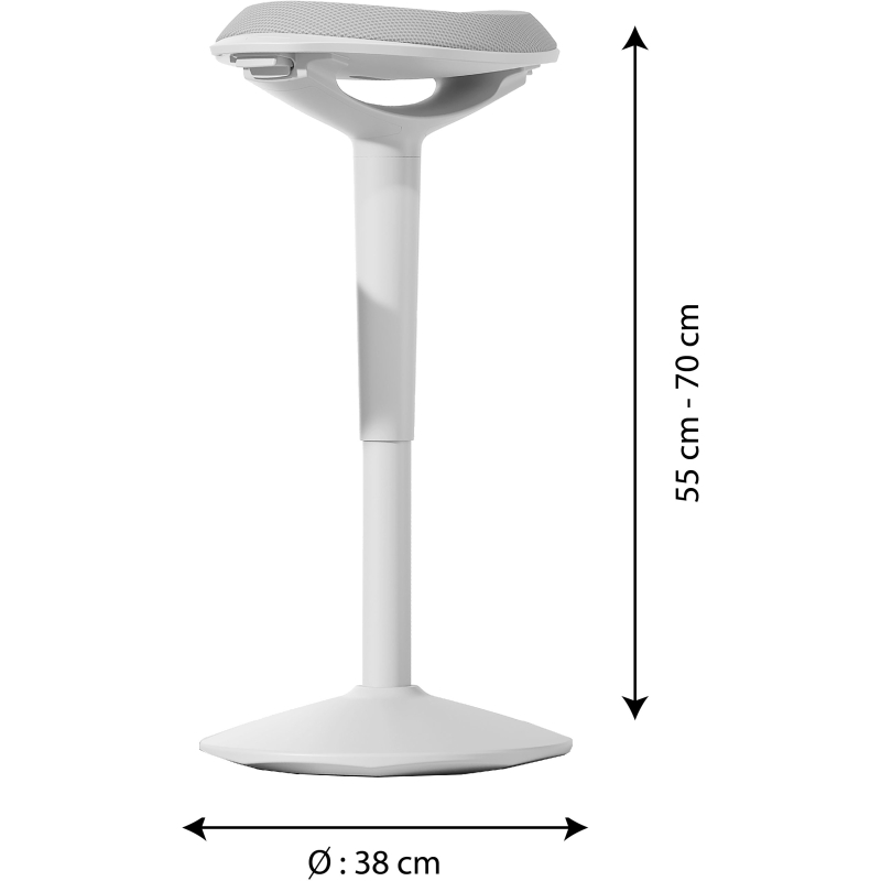 Tabouret ergonomique de bureau Unilux ergo boost blanc hauteur 55-70 cm