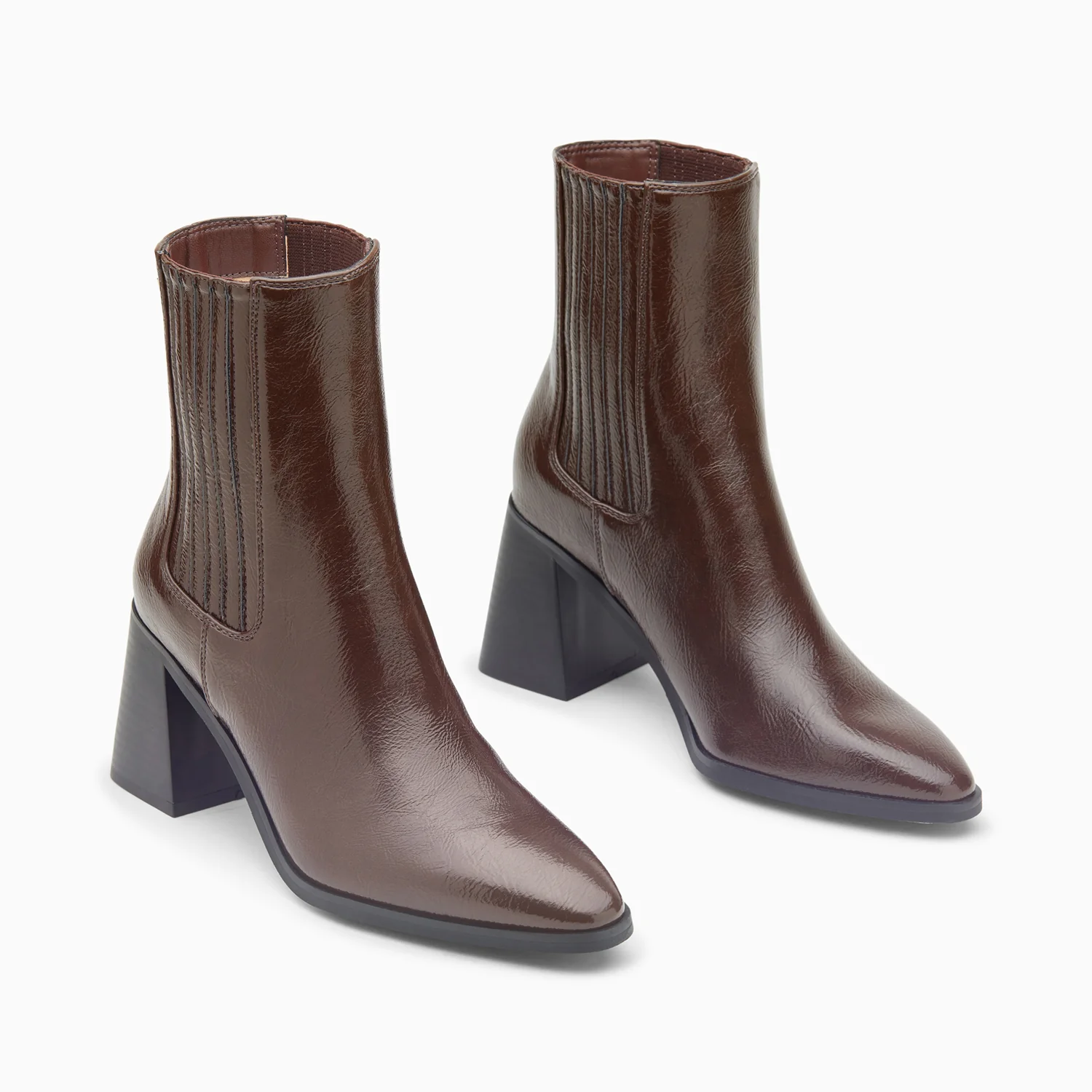 Bottines-Bottines montantes Taylor marron à talon trapèze