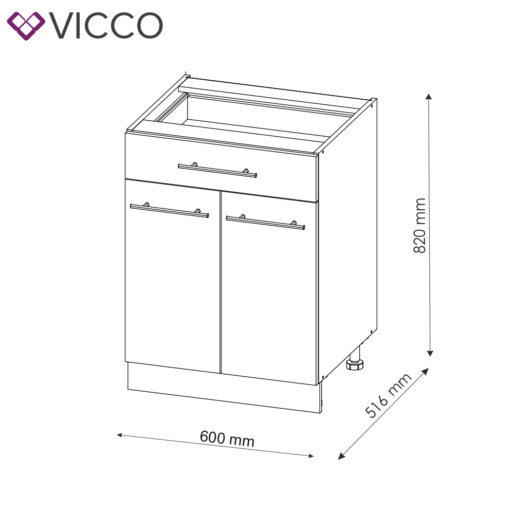 VICCO Schubunterschrank 60 cm Anthrazit Küchenzeile Unterschrank Fame