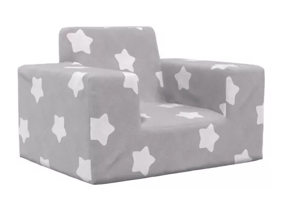 Canapé pour enfants Gris clair avec étoiles Peluche douce