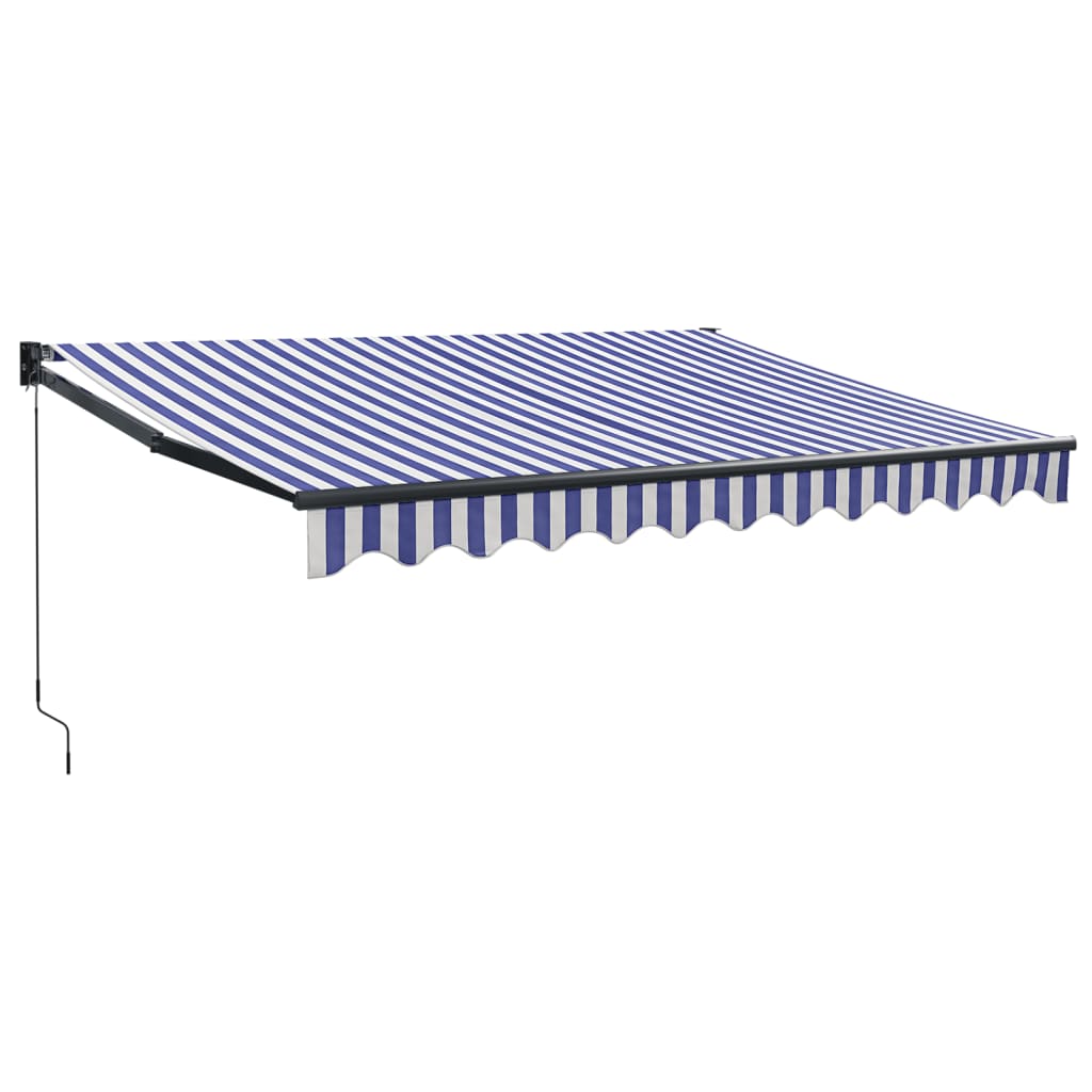 Auvent rétractable bleu et blanc 3x2,5 m tissu et aluminium
