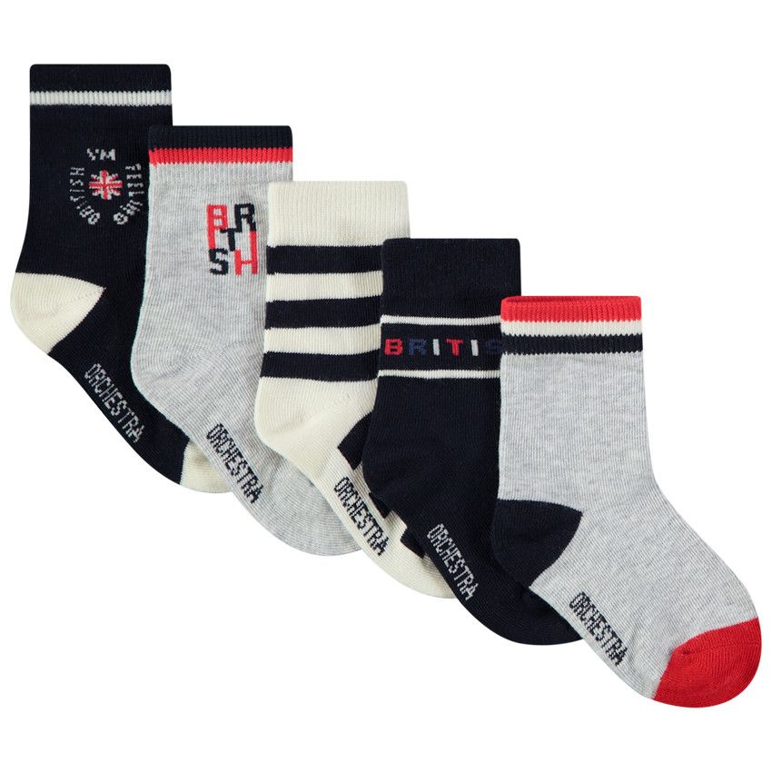 Lot de 5 paires de chaussettes British pour bébé garçon - Gris clair