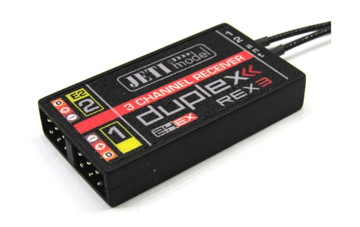 Empfänger Duplex REX 3 2.4 GHz EX, 200 mm AntennenTelemetrie-fähiger 3 Kanal Empfänger kompatibel mit Duplex 2.4 GHz EX und EX-Bus Protokoll