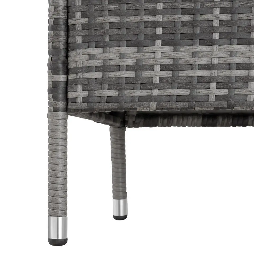 tectake Wicker tuinbank met tafel, Grijs/lichtgrijs