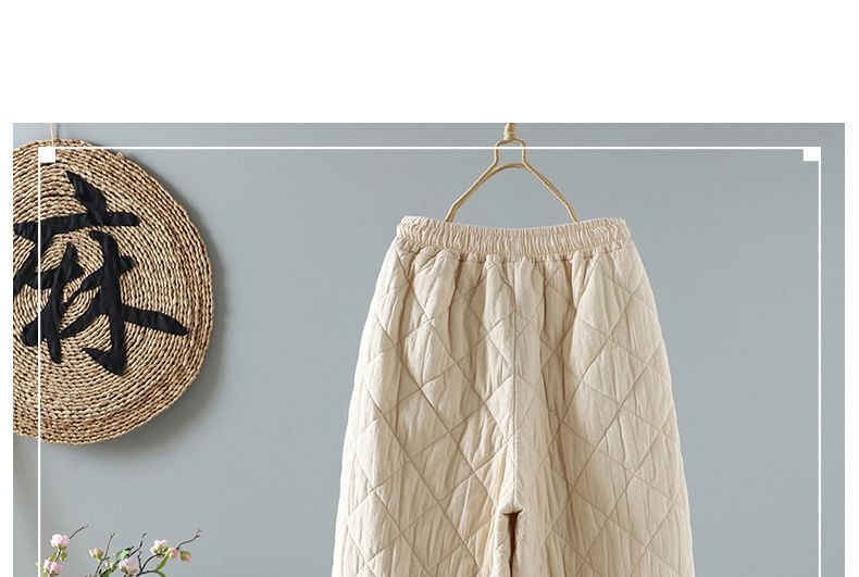 Fioridi - Effen gewatteerde baggy broek met trekkoordtaille