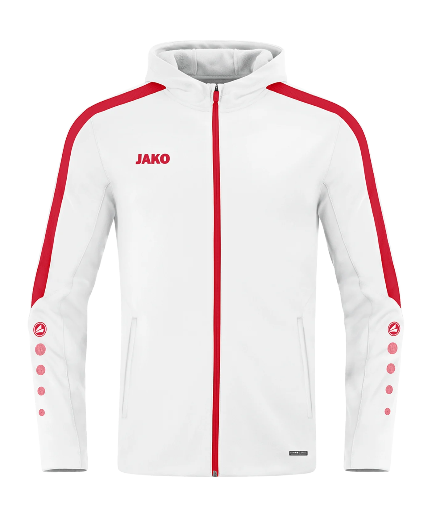 JAKO Power Kapuzenjacke Weiss Rot F004