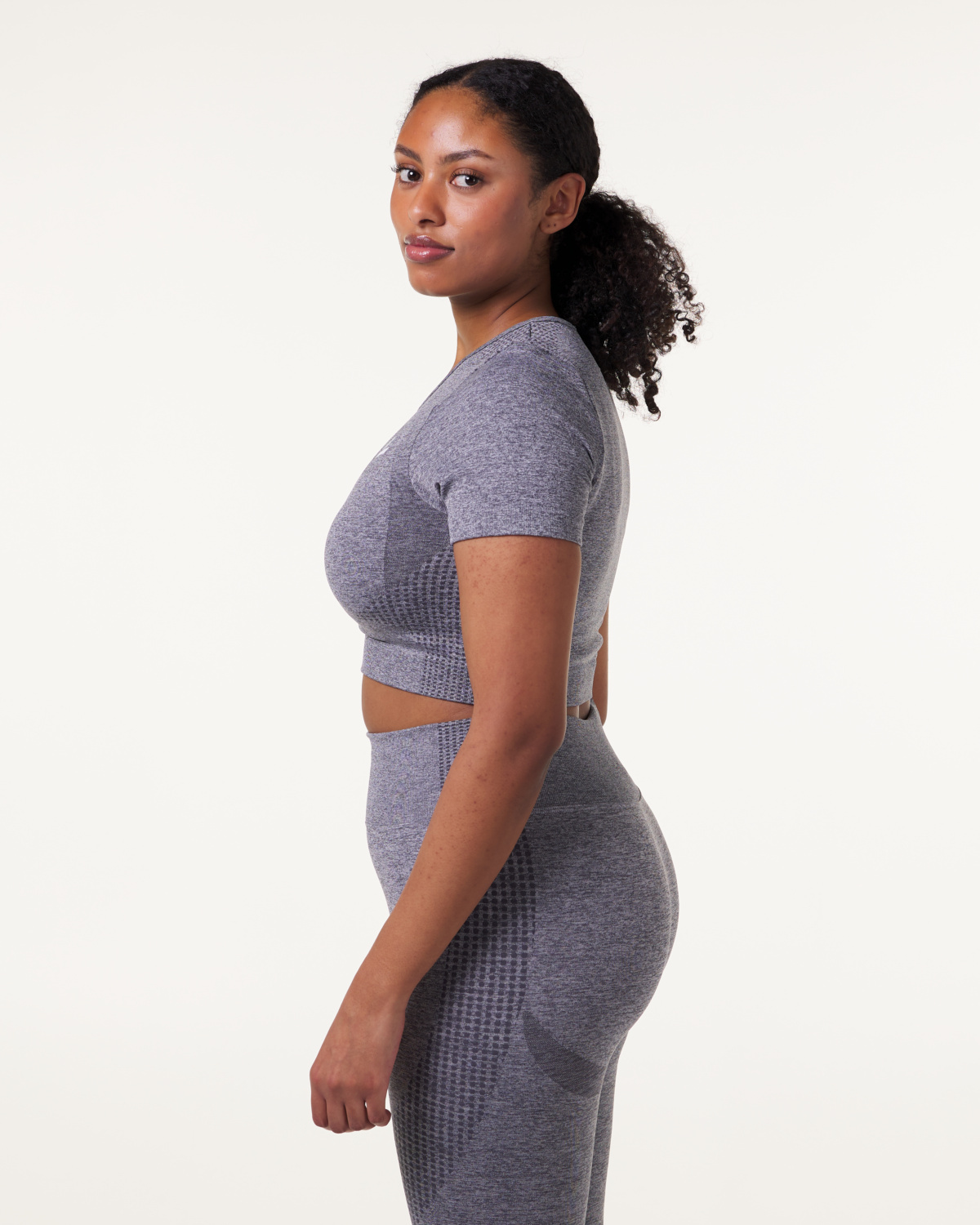 LEVITY Phase seamless Crop Tee Grey Shark Marl