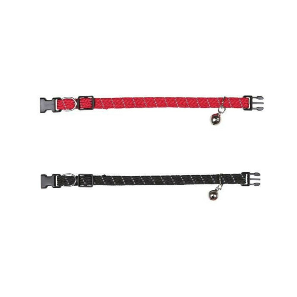 Collier pour chats en nylon avec bandes réfléchissantes, couleur aléatoire.