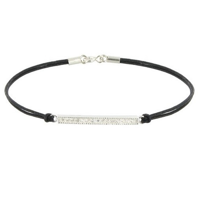 Bracelet Lien Barrette Argent et Strass - Classics - Noir