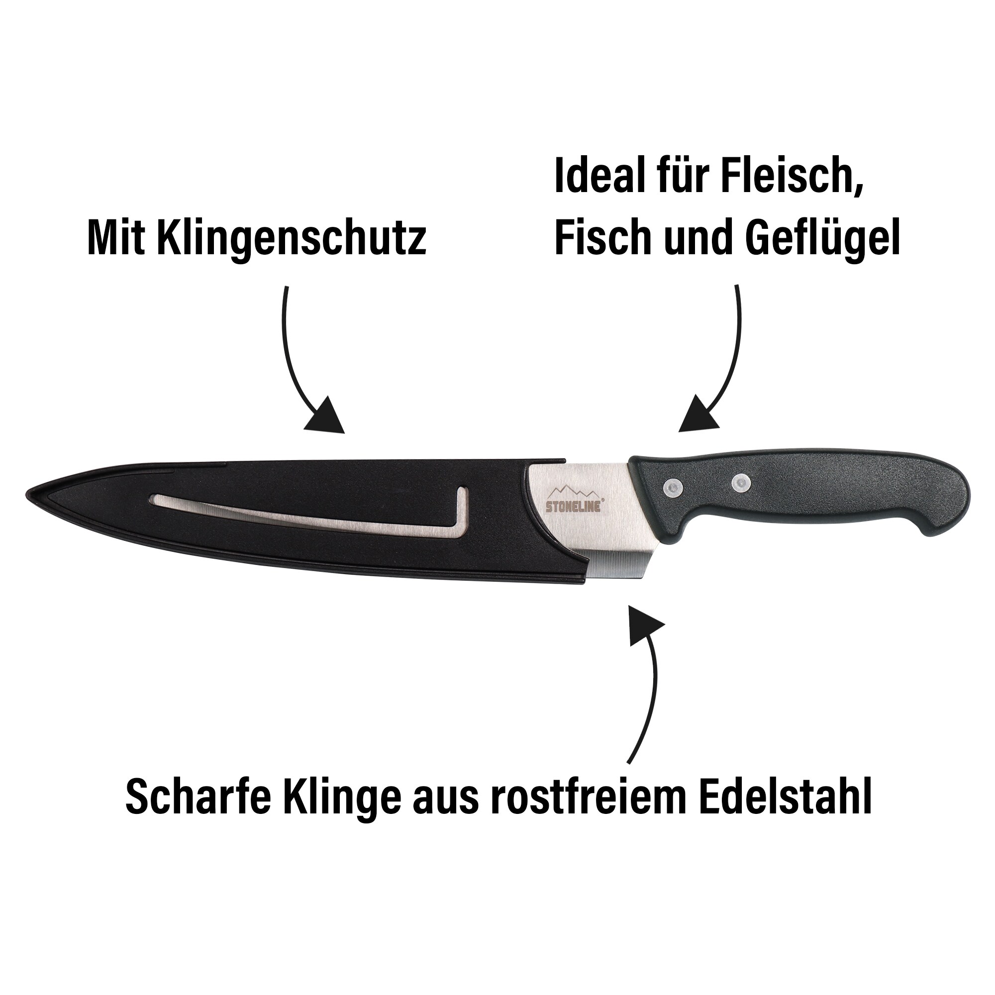 STONELINE® 31,5 cm Kochmesser, mit Klingenschutz