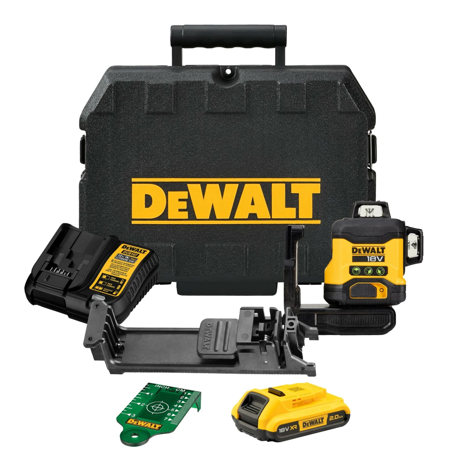 DeWALT DCLE34031D1-QW 18V Li-ion Accu zelfnivellerende Kruislijnlaser set (1x 2.0Ah) - 3x360° - Groen