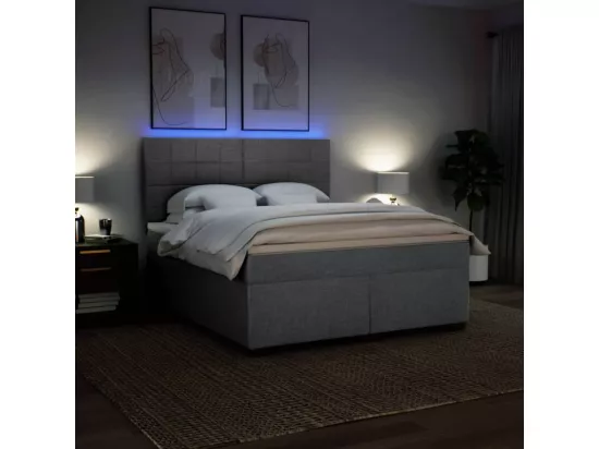 Sommier à lattes de lit avec matelas Gris clair 180x200cm Tissu