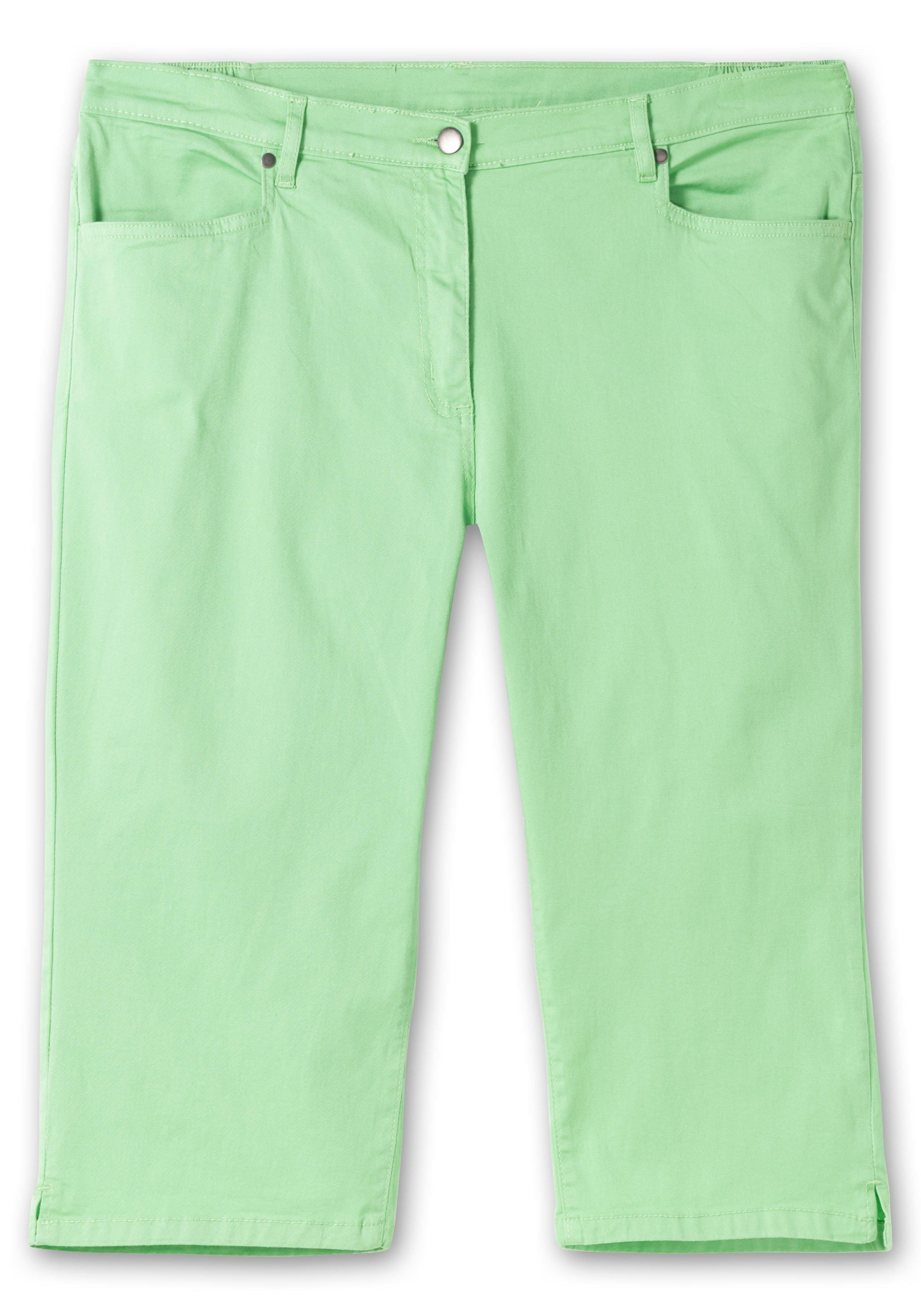 Caprijeans mit Teilgummibund und Glitzersteinen