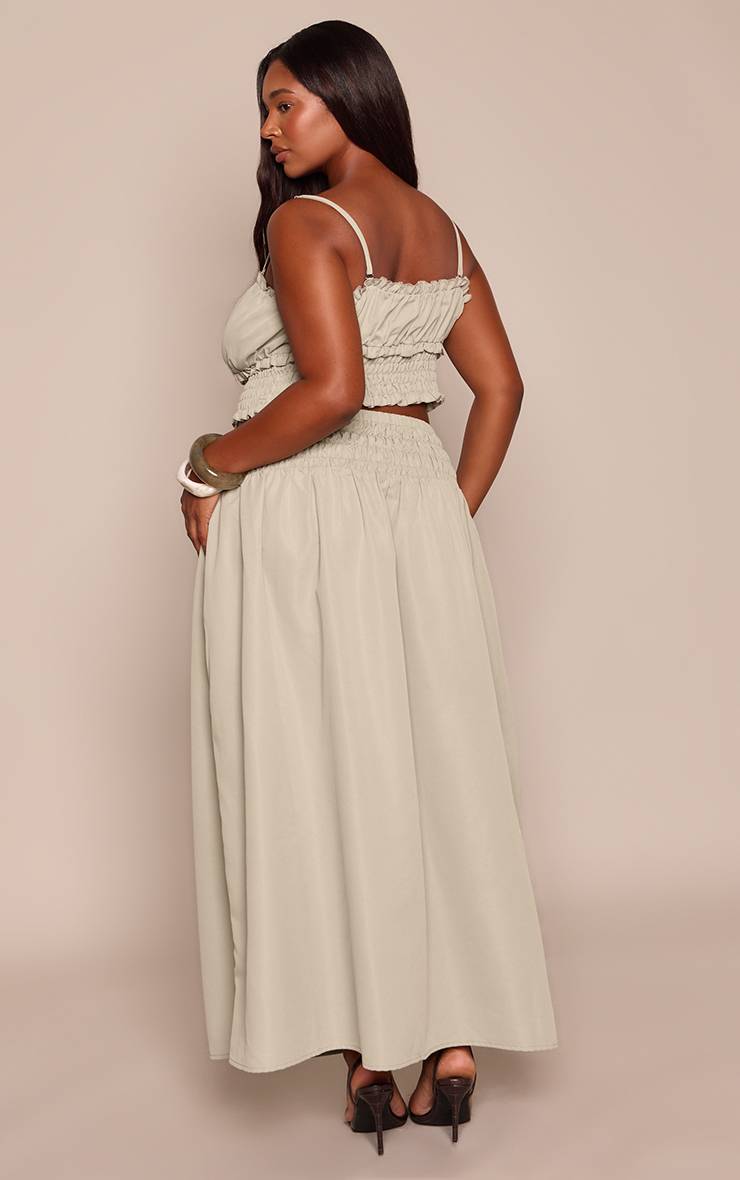Vert Sauge Jupe Maxi À Pois Grande Taille Coordonnée