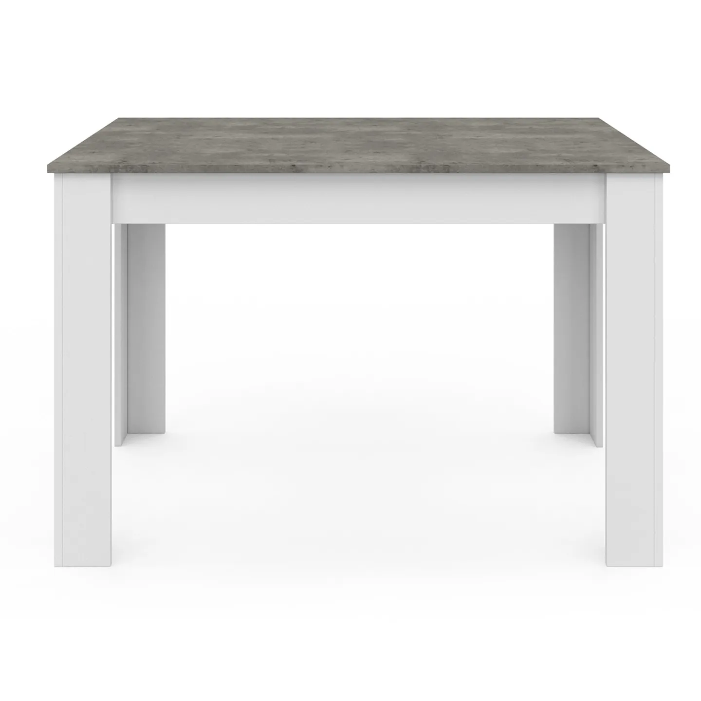 Table à manger rectangle ROZY 6 personnes blanc plateau effet béton 110 cm