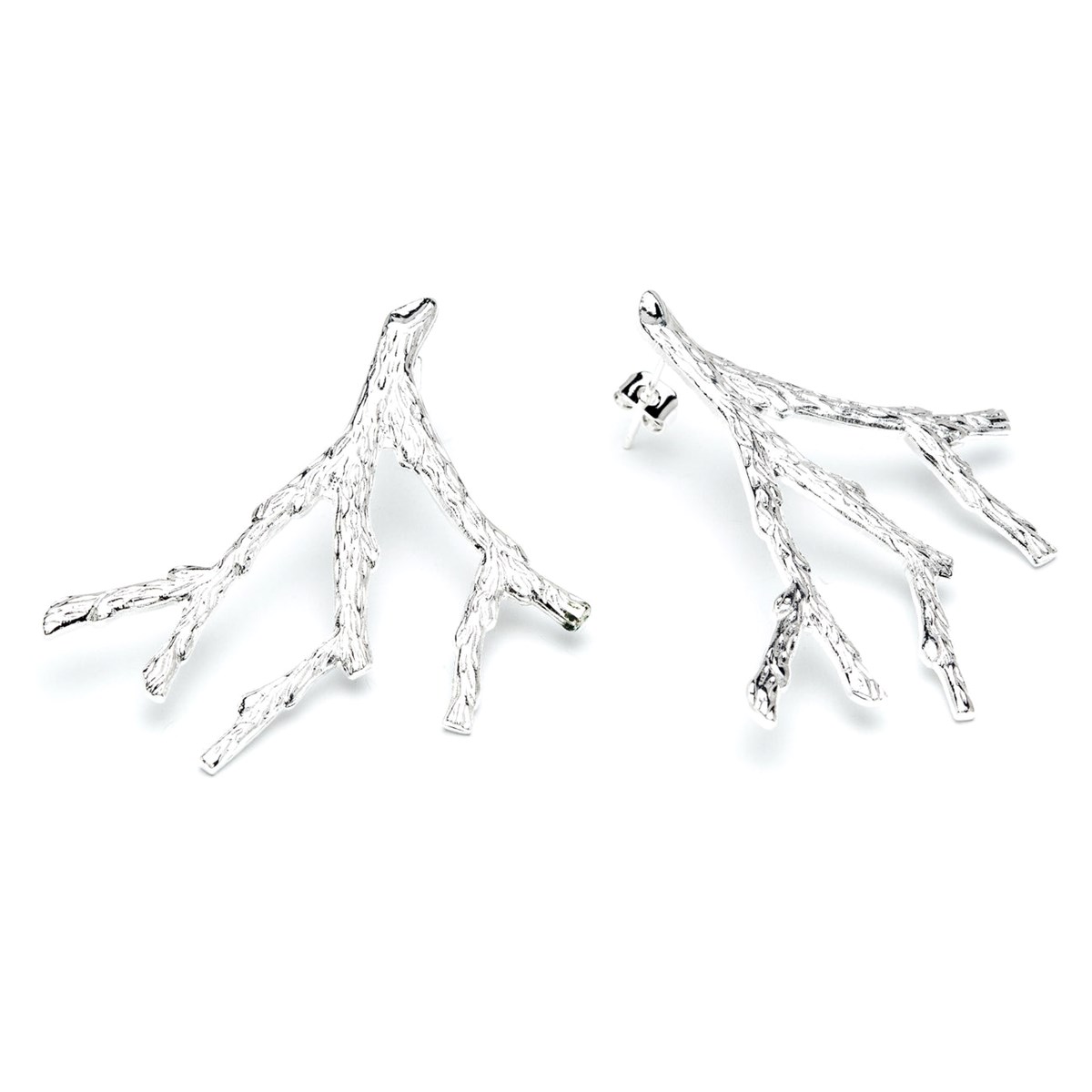 maxi boucles d'oreilles puces corail plaqué argent - PALLAS