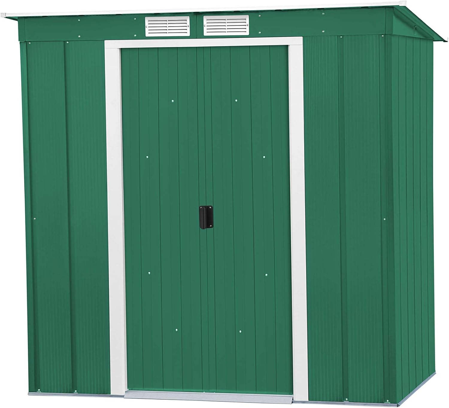 Duramax ECO 6 x 4 (2.17 m²) Metallgerätehaus mit Steildach, Gartenhaus aus feuerverzinktem Metall - Geräteschuppen, robuste und verstärkte Dachkonstruktion, wetterfester Metallschuppen, Grün