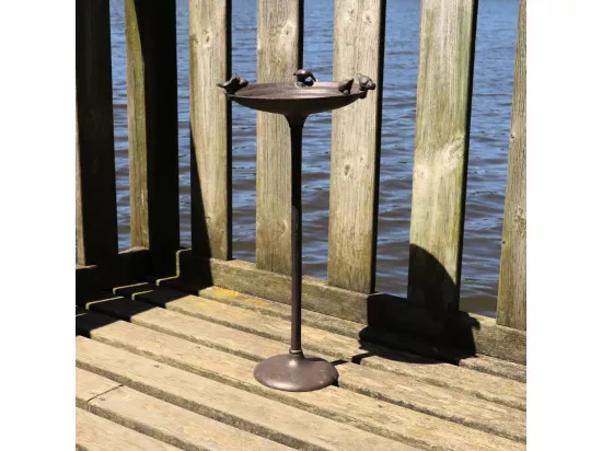 Mangeoire à oiseaux sur pied abreuvoir fonte marron 57.5cm