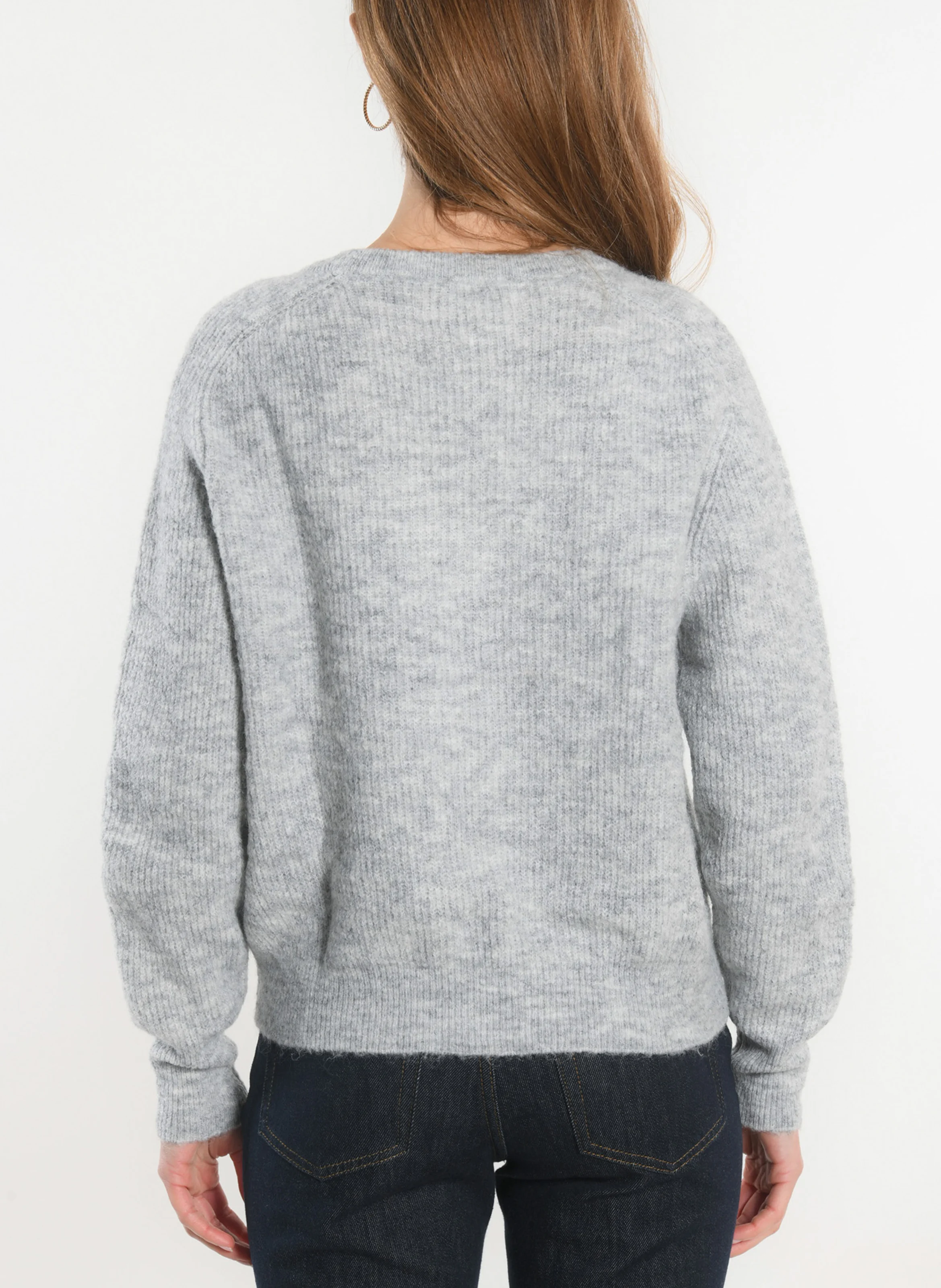 DANNA - Pull col v à manches longues | Gris