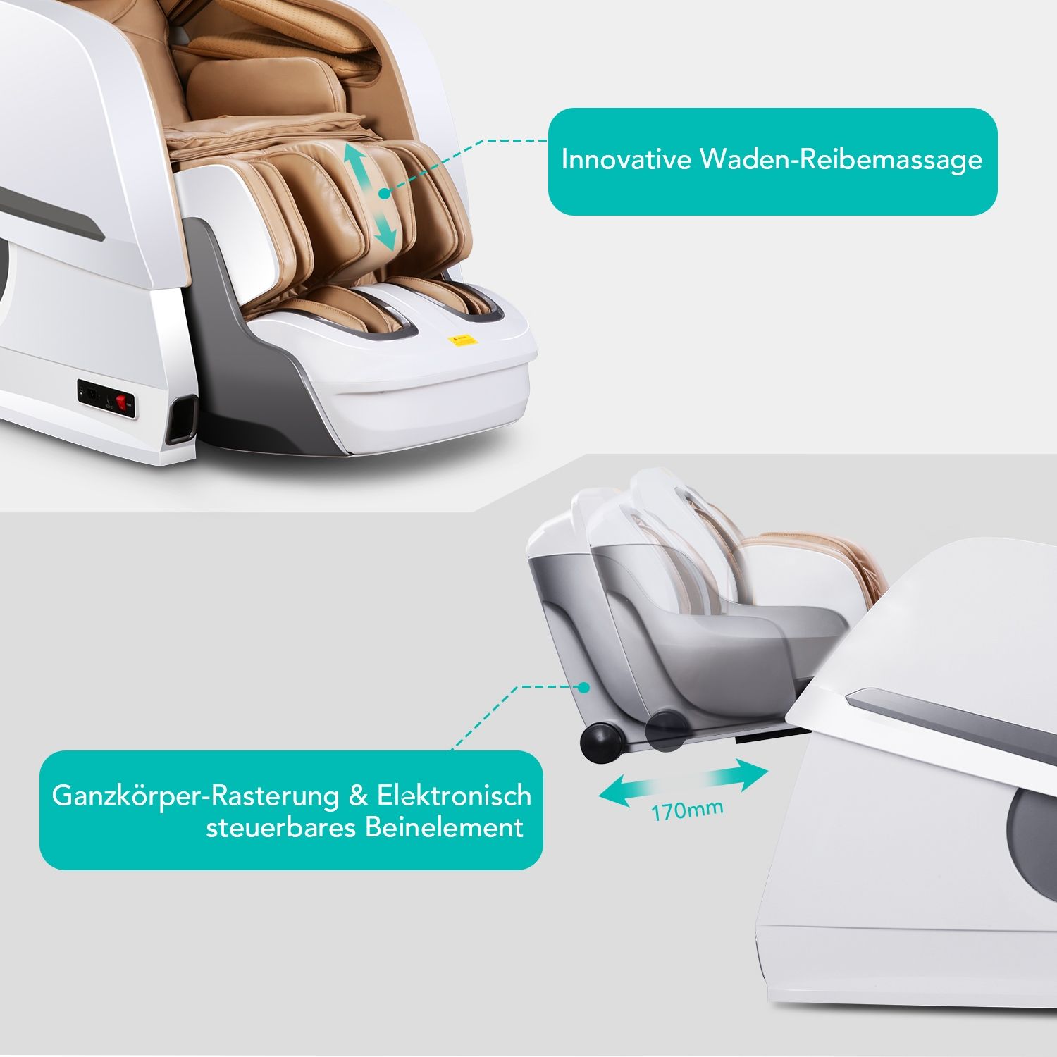 NAIPO Massagesessel Lonisator  3D Premium Massagestuhl mit Shiatsu Zero Gravity Anion-Abgabe Weiss