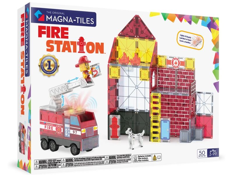Magna-Tiles Fire Station 50 Teile Bau-Set mit 50 magnetischen Teilen