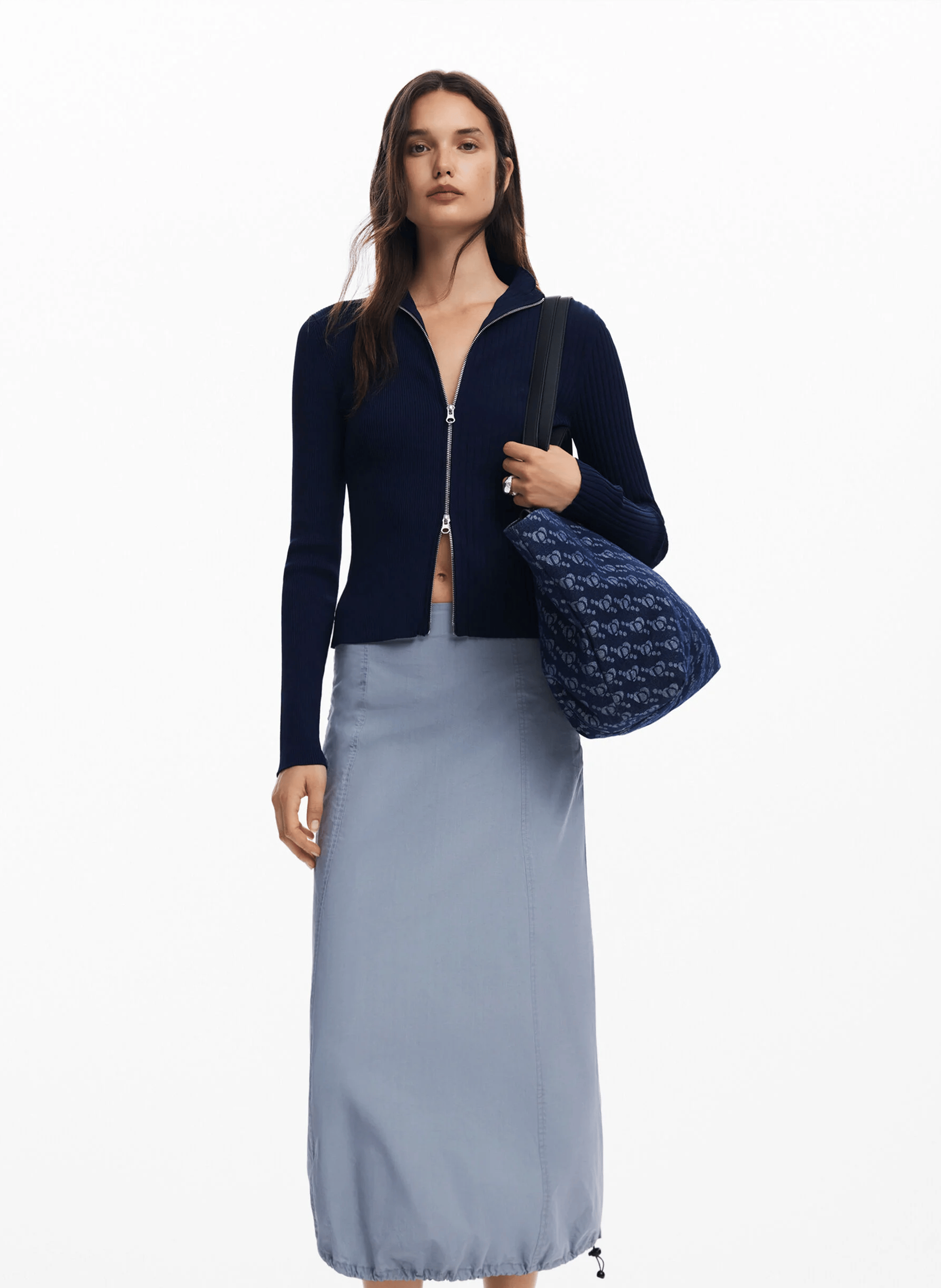 Sac shopper monogramme en coton mélangé | Bleu