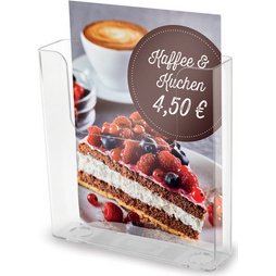 Porte-brochures, dos plat, A4 portrait, transparent
