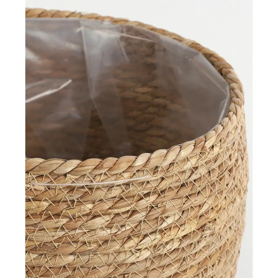 Mica Decorations Bloempot - rotan - naturel - jute - 24 x 26 cm