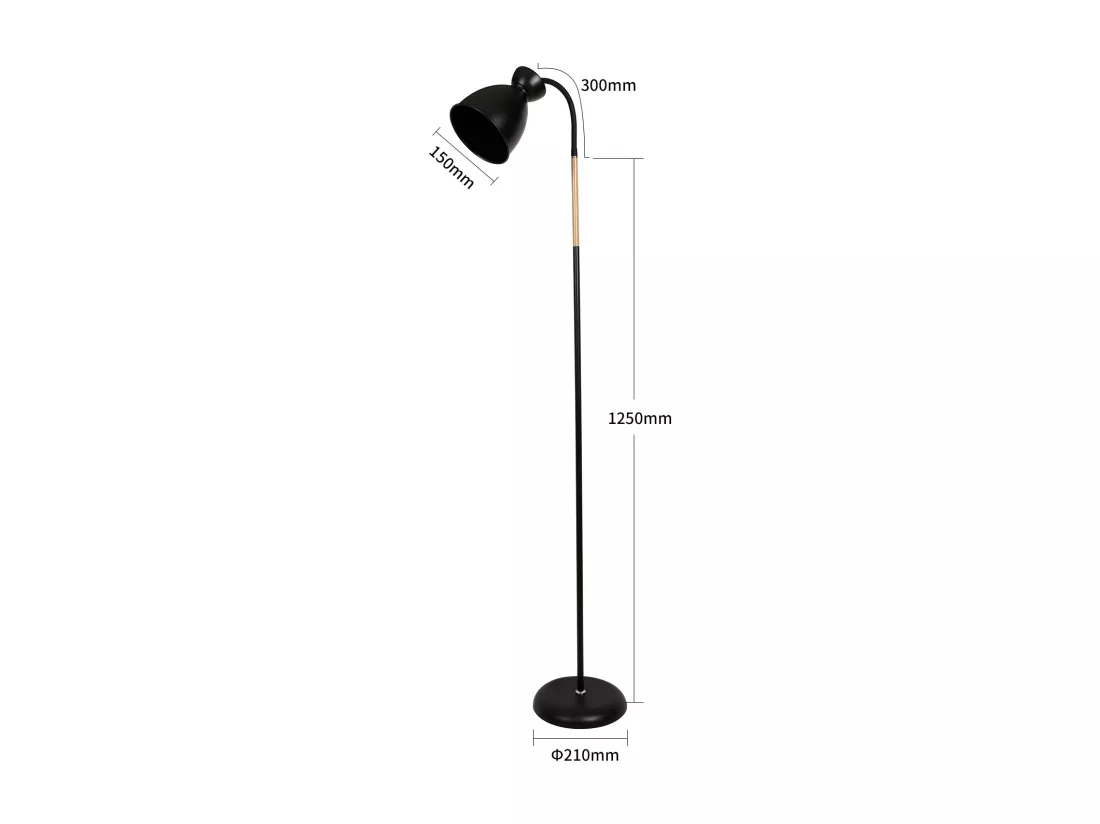 Anten Lampadaire Sur Pied Pivotant Noir|Douille E27 MAX 60W | Hauteur159CM|Lampe Sur Pied De Salon Chambre|Lampadaire rétro en métal|Sans Ampoules