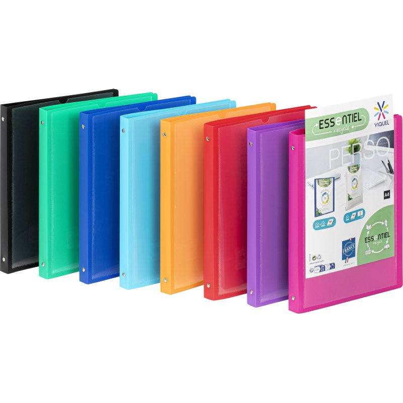 Classeur souple personnalisable - A4 - Dos 2,5 cm - polypropylène  - Essentiel Recycle VIQUEL- coloris assortis