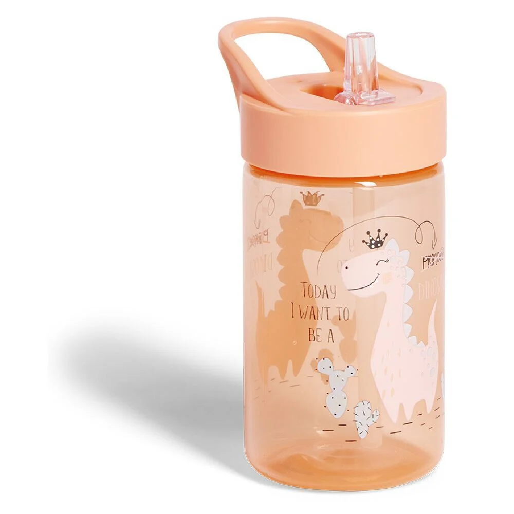 Gourde de camping dinosaure pour enfant plastique rose 43cl