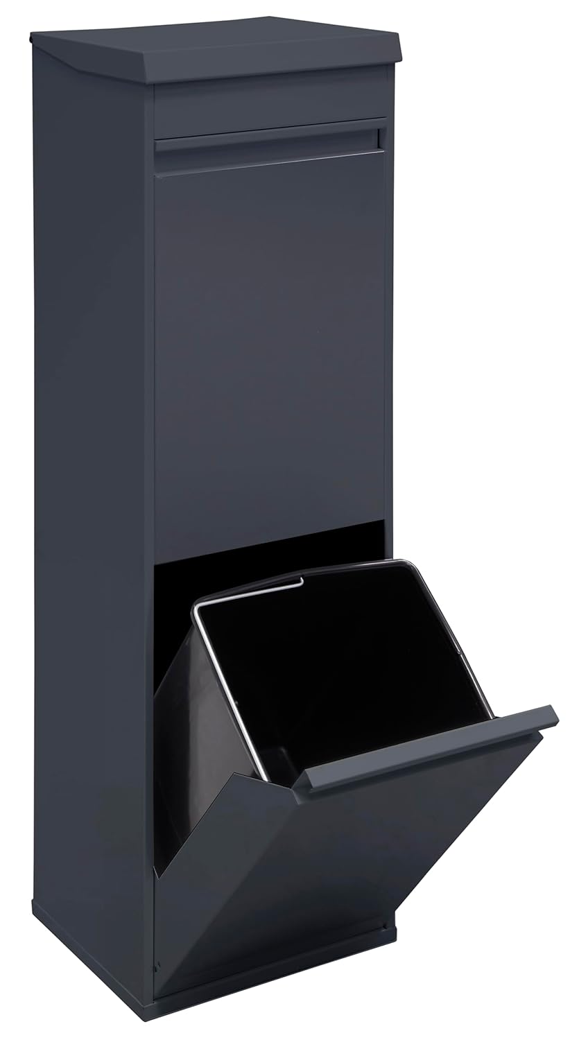 ARREGUI Top CR224-B Mülltrennsystem aus Stahl mit Aufbewahrungsbox mit Deckel | 2 Fächer Mülleimer für die Küche | 2x17 L (34 L) | 2 Fach Abfalleimer | Herausnehmbare Inneneimer mit Griff | anthrazit