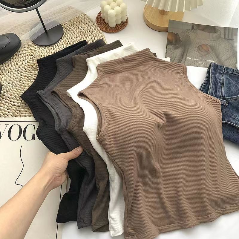swnney - Tanktop met opstaande kraag en effen kleur