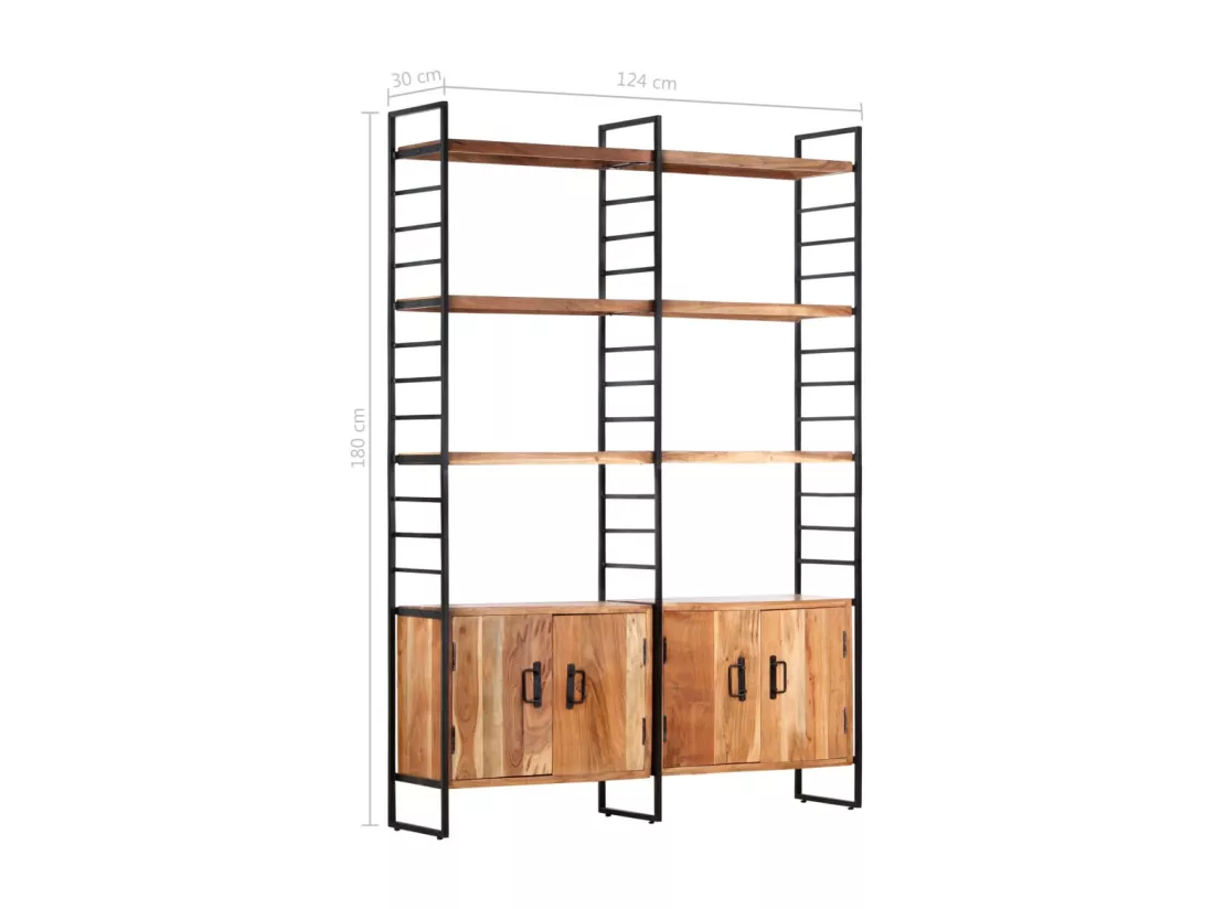 Bibliothèque à 4 niveaux 124x30x180 cm Bois d'acacia massif