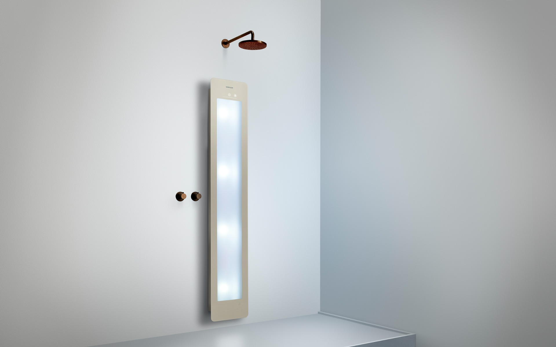 Sunshower Round Plus Large Sand White infraroodlamp en UV 33x185x10cm opbouw