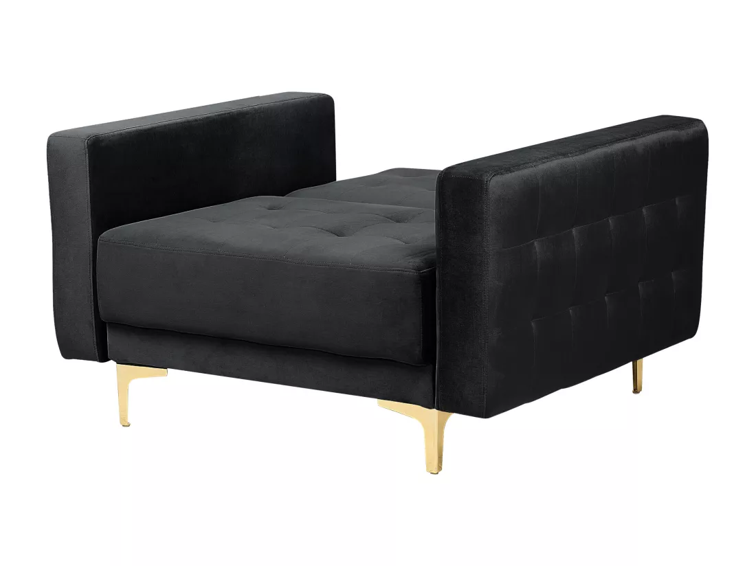 Ensemble canapé et fauteuils en velours noir 5 places ABERDEEN