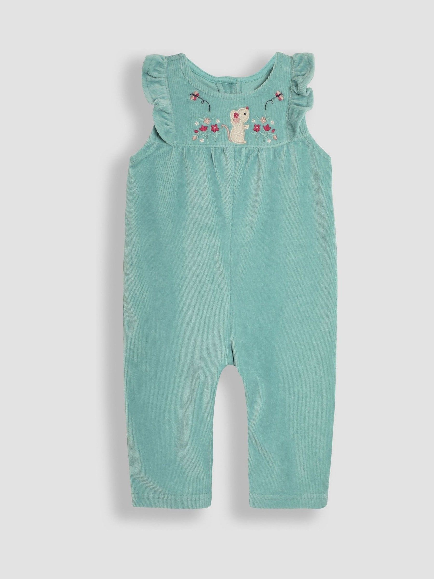 JoJo Maman Bébé Mouse Appliqué Velour Dungarees and Top Set