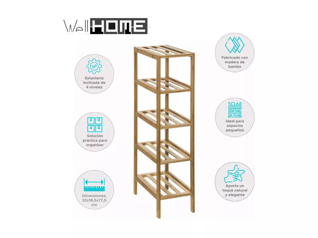 WELL HOME - Étagère étroite à 4 niveaux