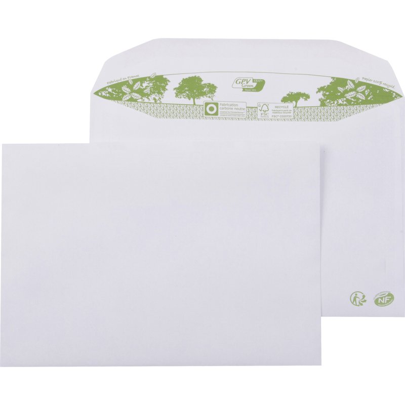Enveloppe pour mise sous pli automatique 162 x 229 mm ERAPURE 80 g sans fenêtre patte gommée - Boîte de 500