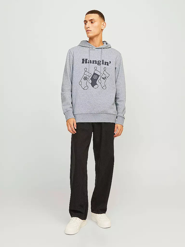 JACK & JONES Kapuzensweater - Hoodie JJXMAS  hellgrau